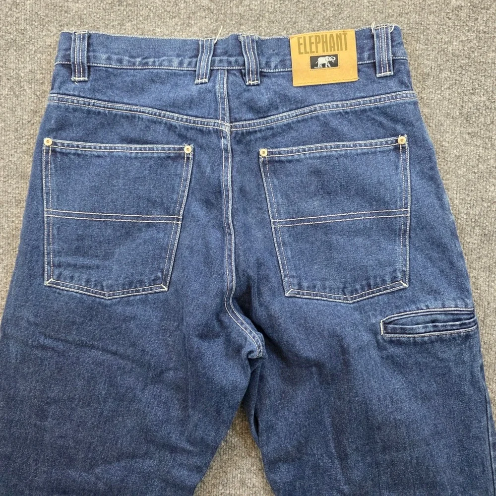 VTG Elephant Jeans Mens 34x31 Blue Denim Carpenter Wide Leg Baggy Hip Hop Skater